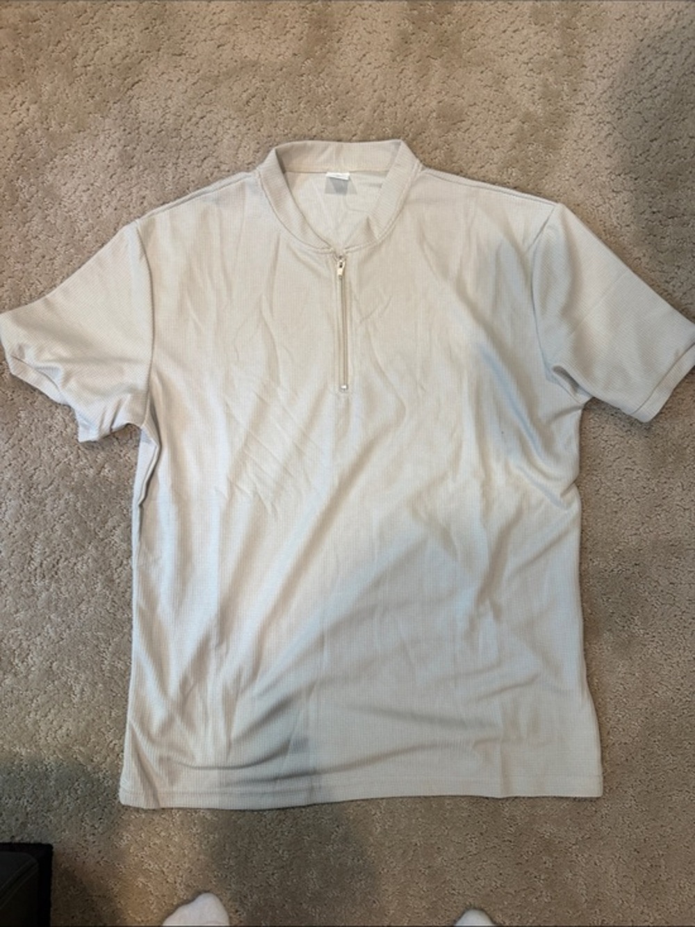 SHEIN Men's Short Sleeve Half-Zip Polo Shirt - Off-White